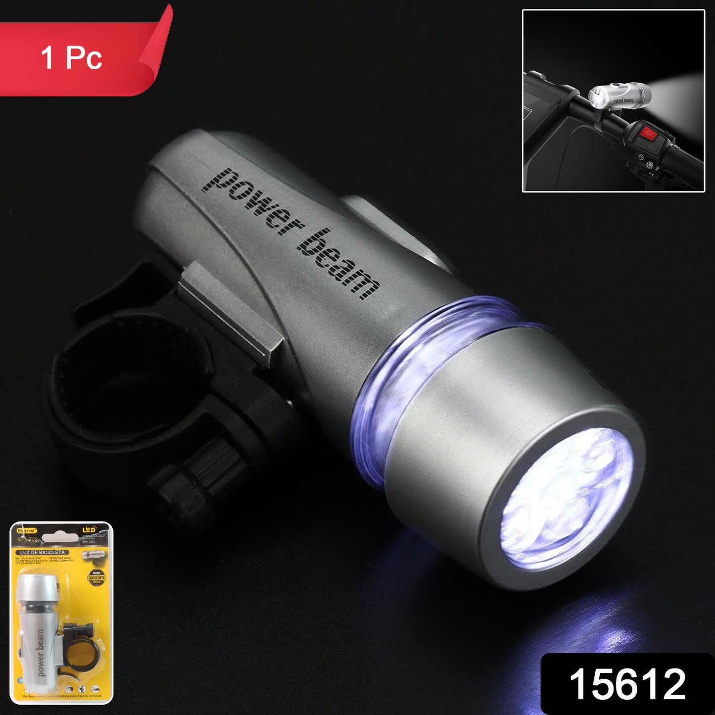 Power Beam Led Bicycle Headlight - (1 Pc)